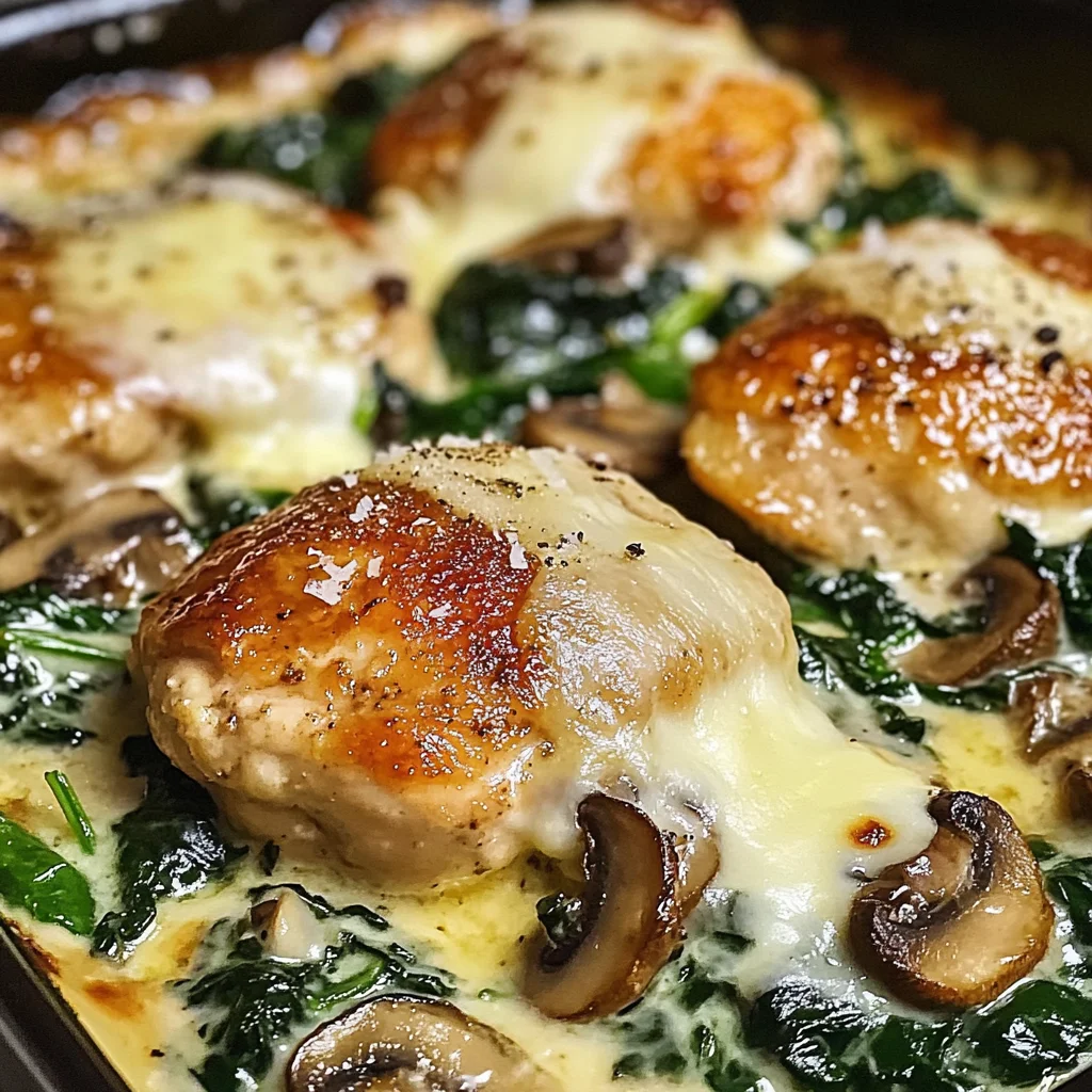 Chicken, Spinach, and Mushroom Low Carb Oven Dish