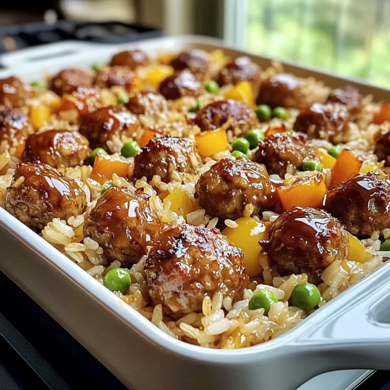 Honey Garlic Meatball & Rice Bake
