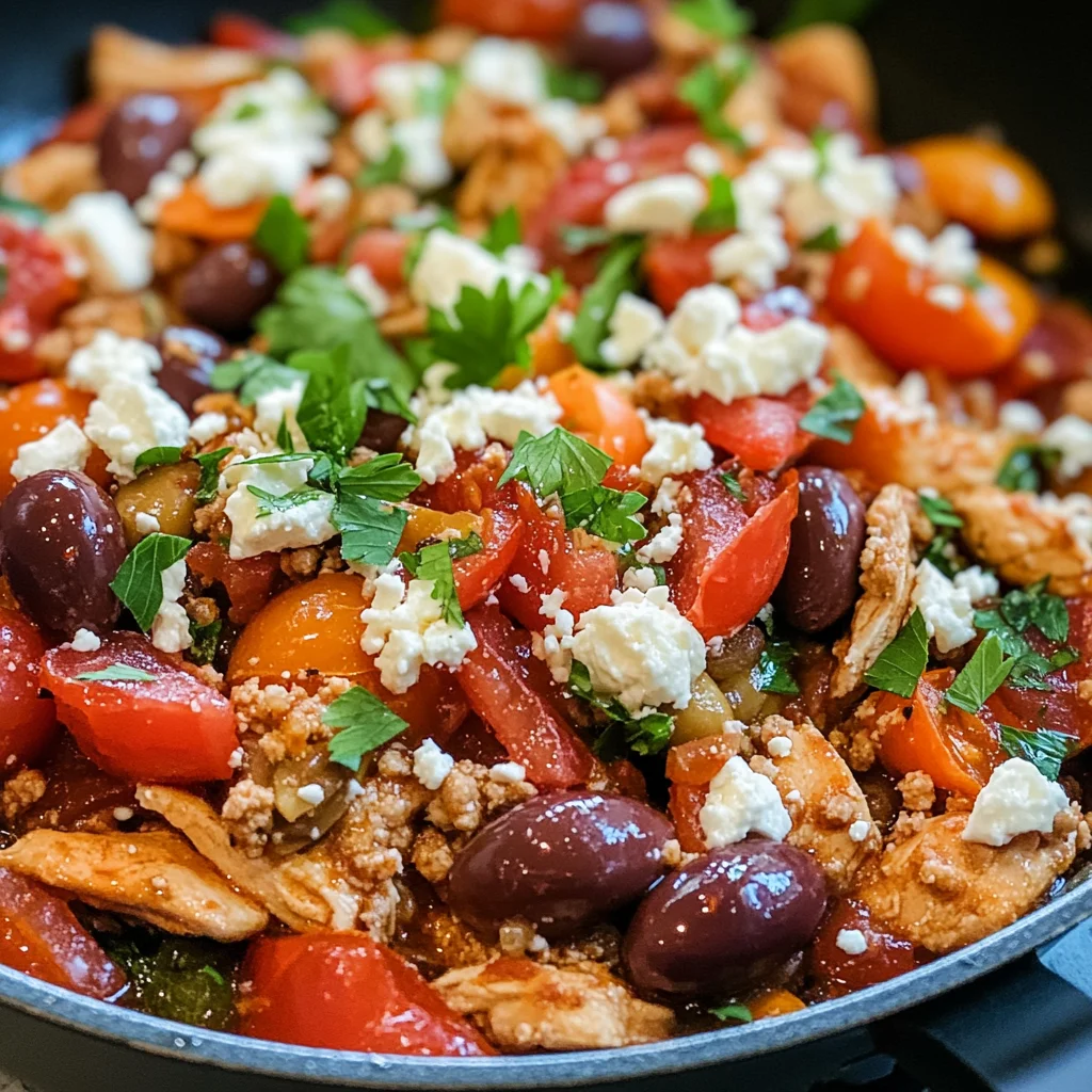 Mediterranean Keto Ground Chicken Skillet with Olives and Feta