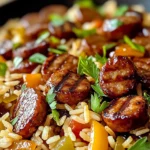 One Pan Sweet And Tangy Bbq Sausage Rice
