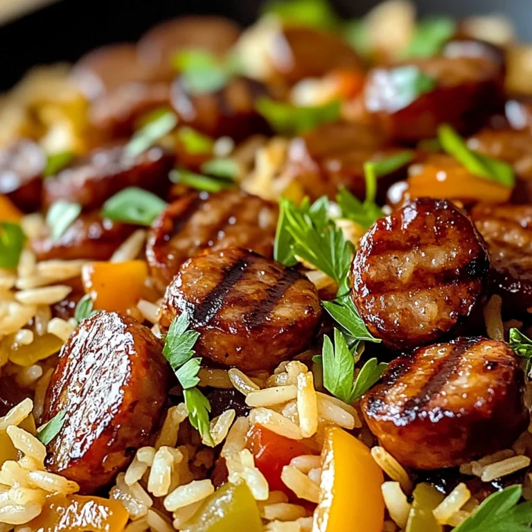 One Pan Sweet And Tangy Bbq Sausage Rice