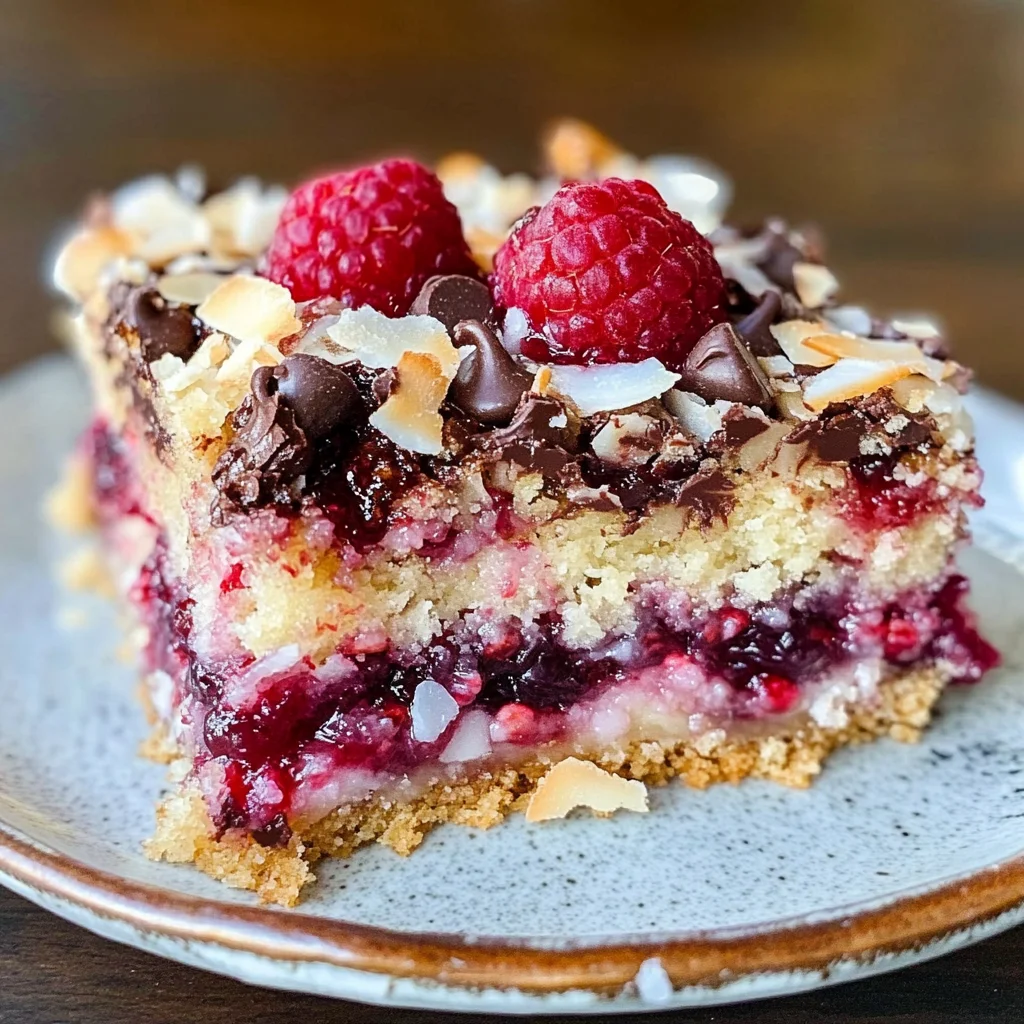 Raspberry Coconut Magic Bars