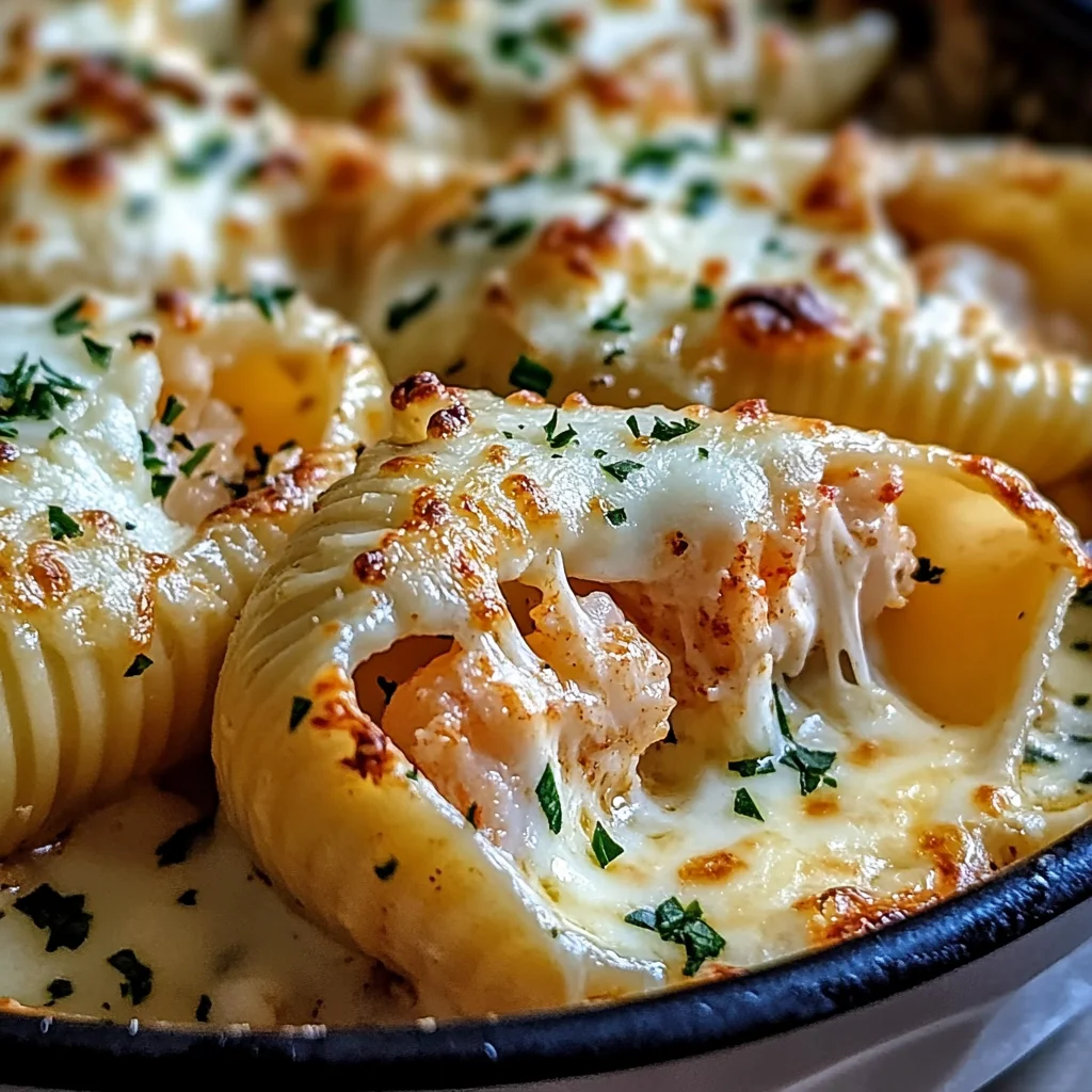 Seafood Stuffed Jumbo Shells with Creamy Cheese Sauce