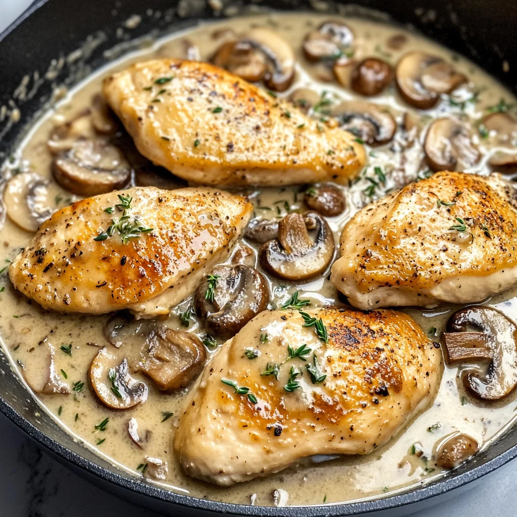 Skillet Chicken and Mushroom Wine Sauce
