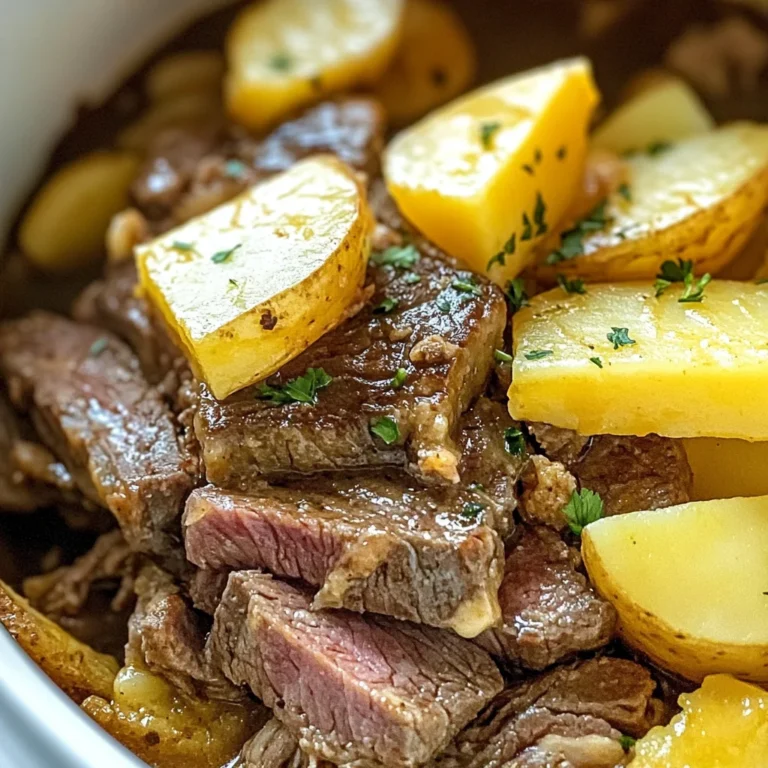 Slow Cooker Steak and Cheddar Potato Casserole