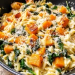 Creamy Orzo with Roasted Butternut Squash and Spinach