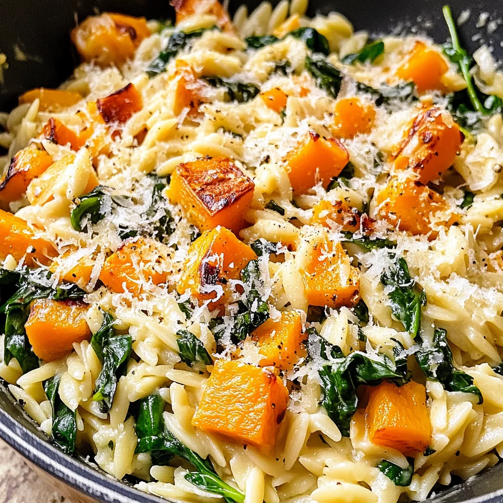 Creamy Orzo with Roasted Butternut Squash and Spinach