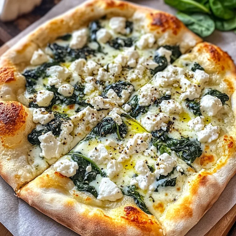 Greek Roasted Garlic Spinach White Pizza