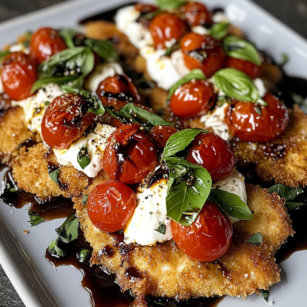Italian Basil Chicken Cutlets with Tomato and Burrata Topping
