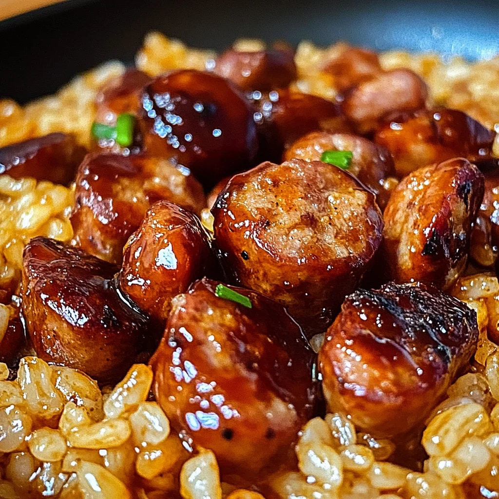 One-Pan Sweet and Tangy BBQ Sausage Rice