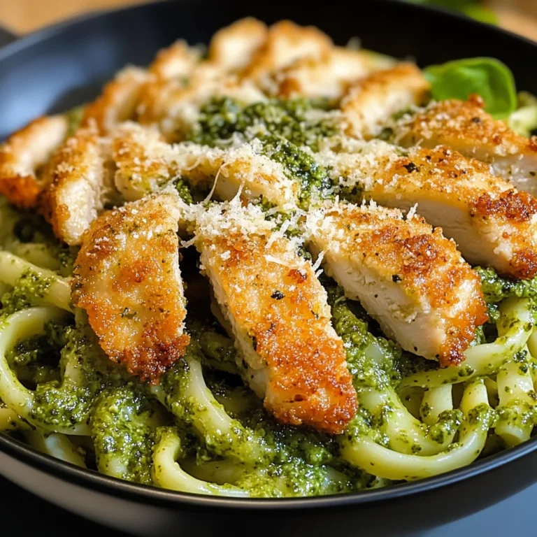 Pesto Pasta with Crispy Parmesan Chicken