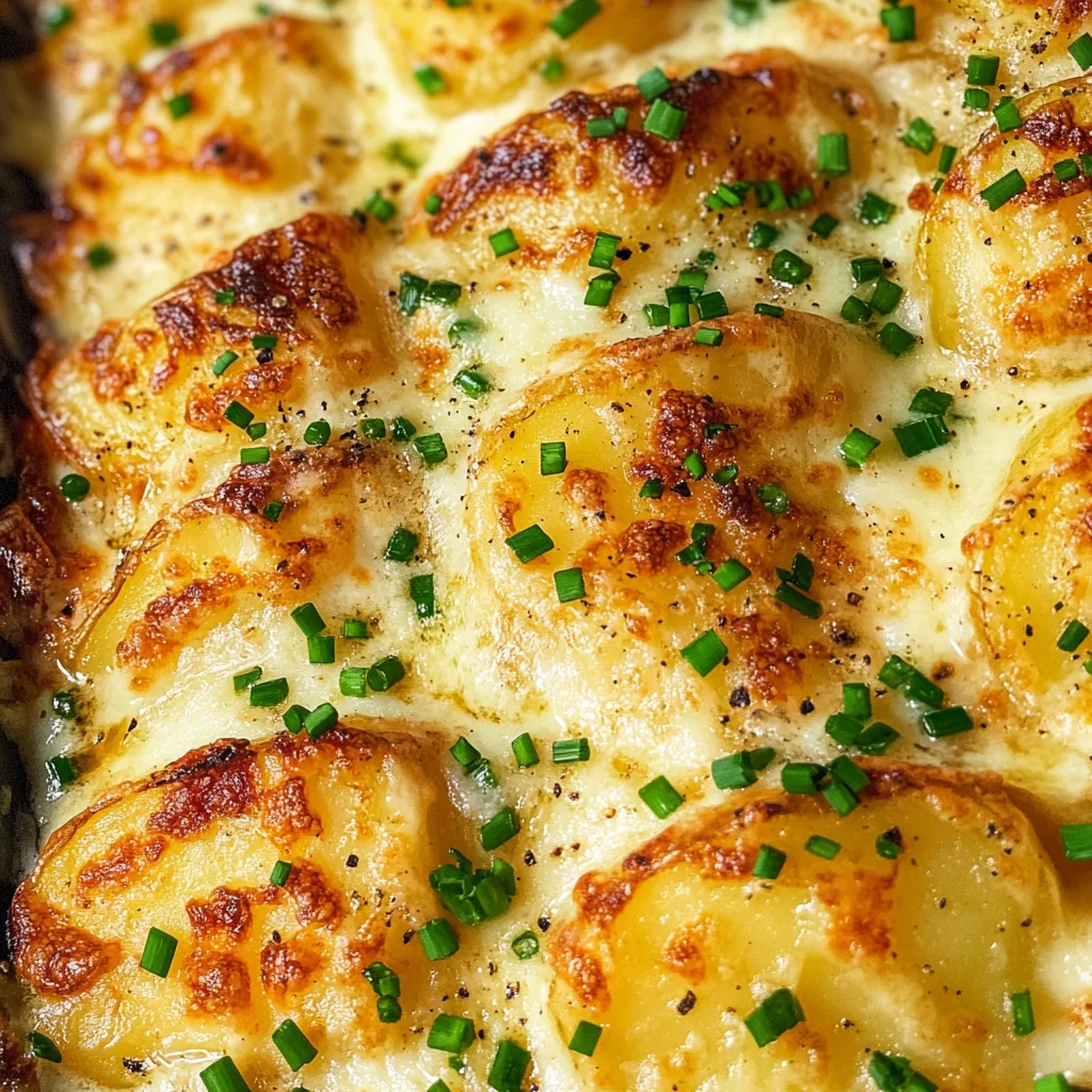 Roasted Garlic Potatoes au Gratin
