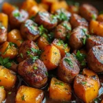 Sausage and Sweet Potatoes with Honey Garlic Sauce