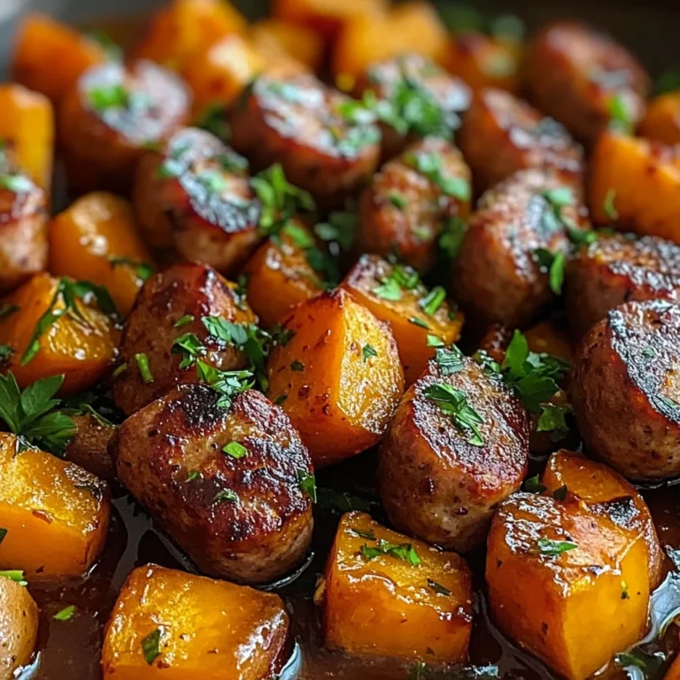 Sausage and Sweet Potatoes with Honey Garlic Sauce