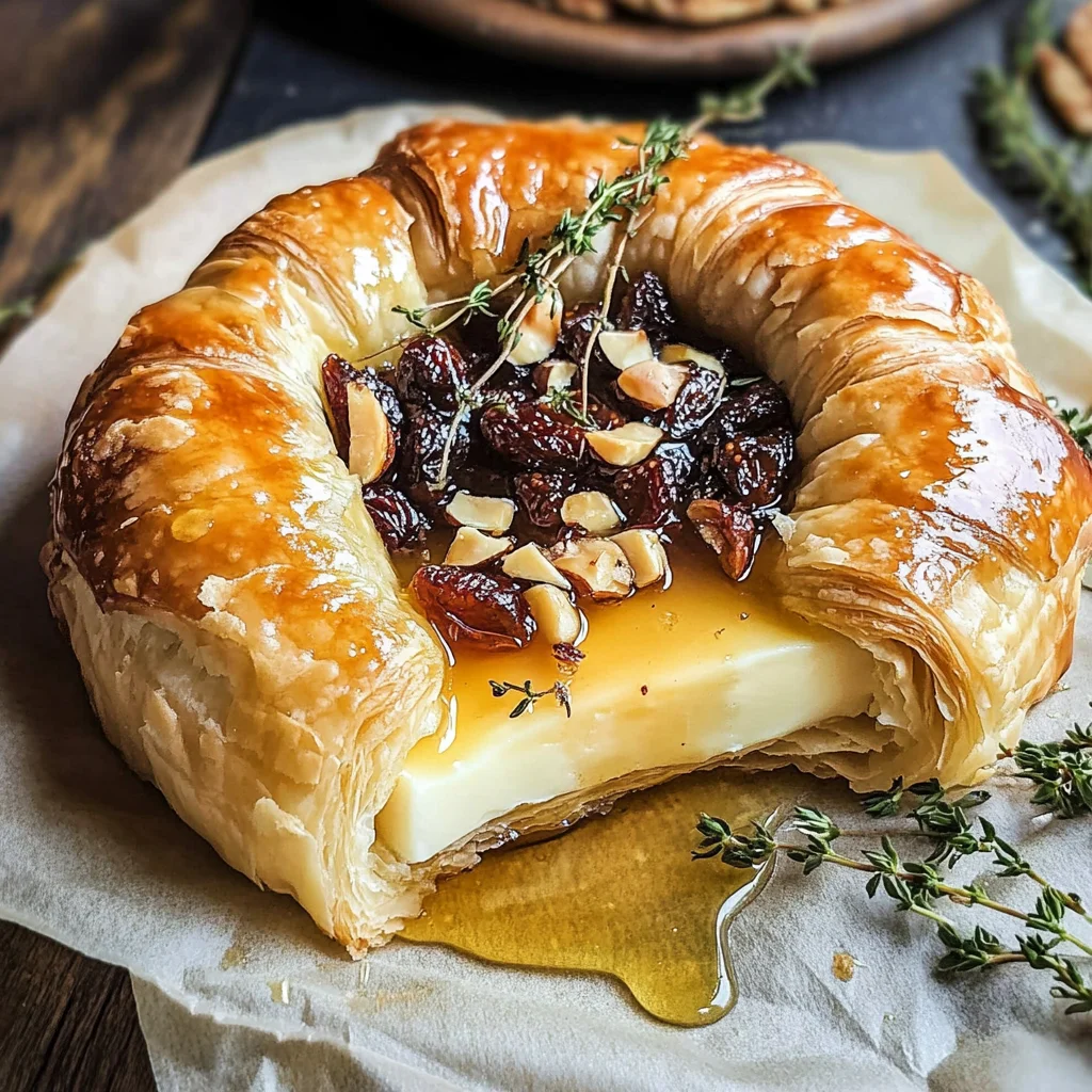 Baked Brie in Puff Pastry with Honey and Fig