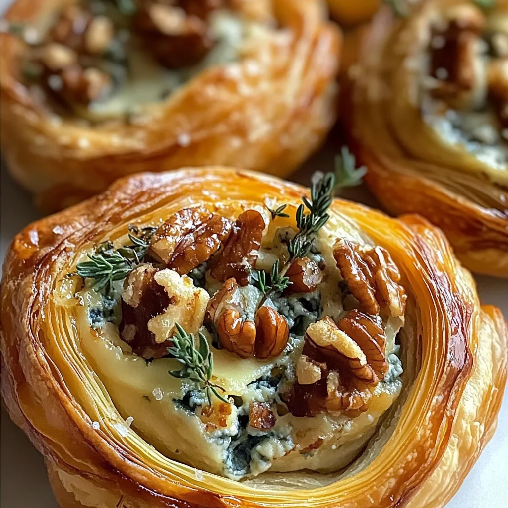 Blue Cheese Walnut Thyme Puff Pastry Twirl Recipe