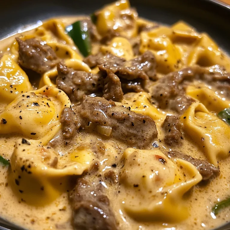 Cheesesteak Tortellini in Creamy Provolone Sauce