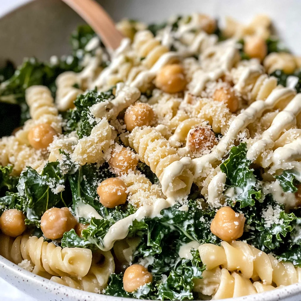 Kale Caesar Pasta Salad