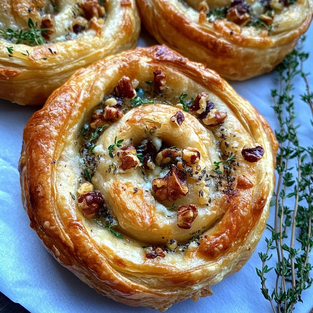 Blue Cheese Walnut Thyme Puff Pastry Twirl Recipe