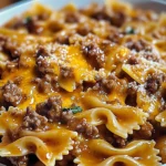 Cheesy Beef Bowtie Pasta with Garlic Butter Delights You!