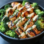 Grilled Chicken & Broccoli Bowls with Creamy Garlic Sauce