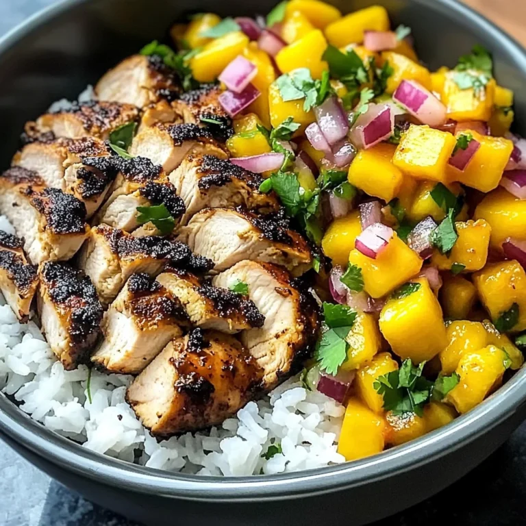 Jerk Chicken Bowls with Mango Salsa and Coconut Rice