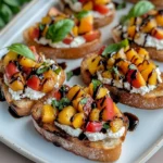 Quick Peach Bruschetta with Whipped Ricotta