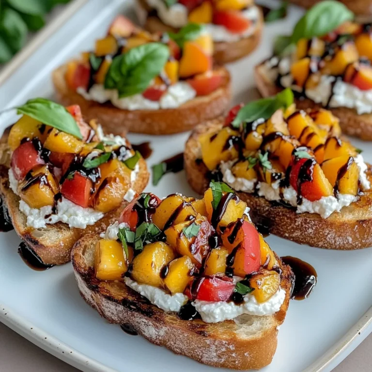 Quick Peach Bruschetta with Whipped Ricotta