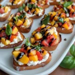 Quick Peach Bruschetta with Whipped Ricotta