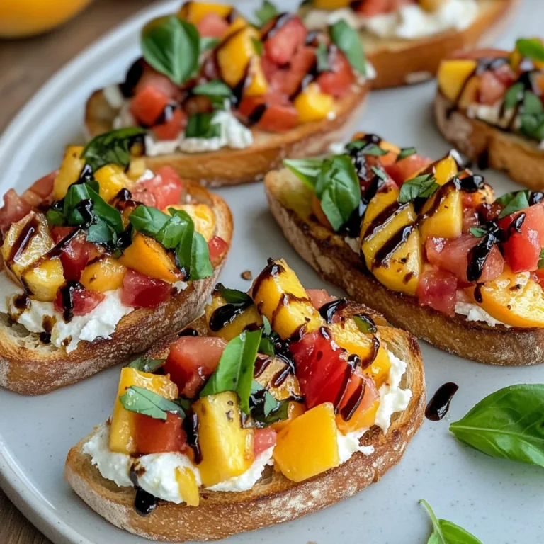 Quick Peach Bruschetta with Whipped Ricotta