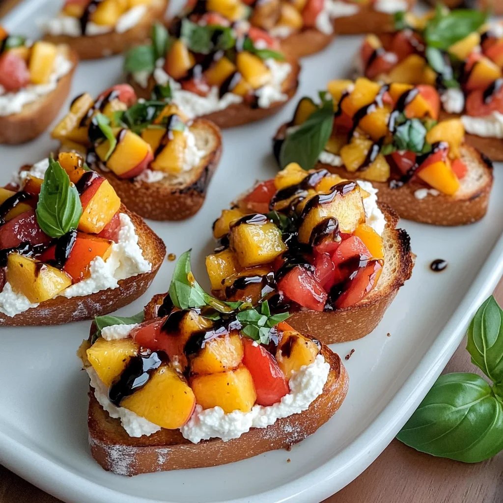 Quick Peach Bruschetta with Whipped Ricotta
