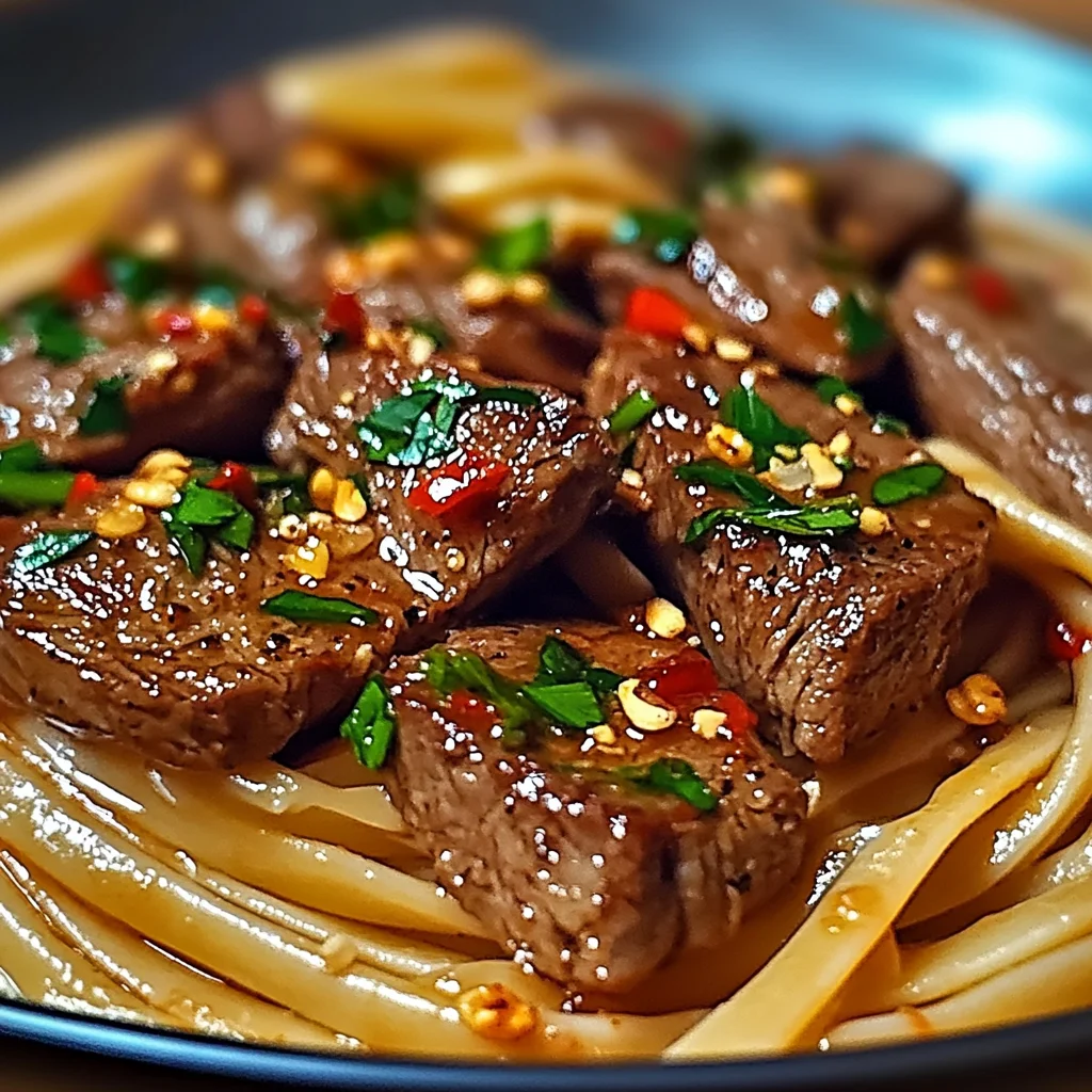 Sweet and Spicy Garlic Steak Pasta