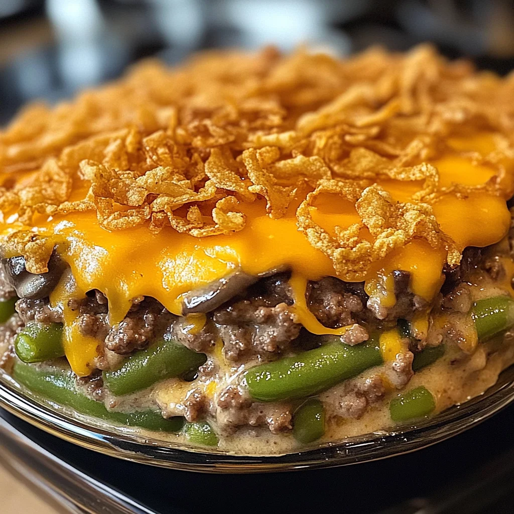 chicken hamburger Green Bean Casserole with Mushrooms made easy!