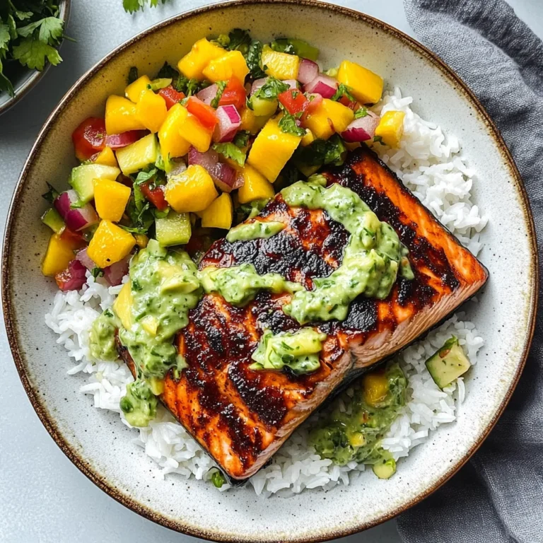 BBQ Salmon Bowls with Mango Avocado Salsa
