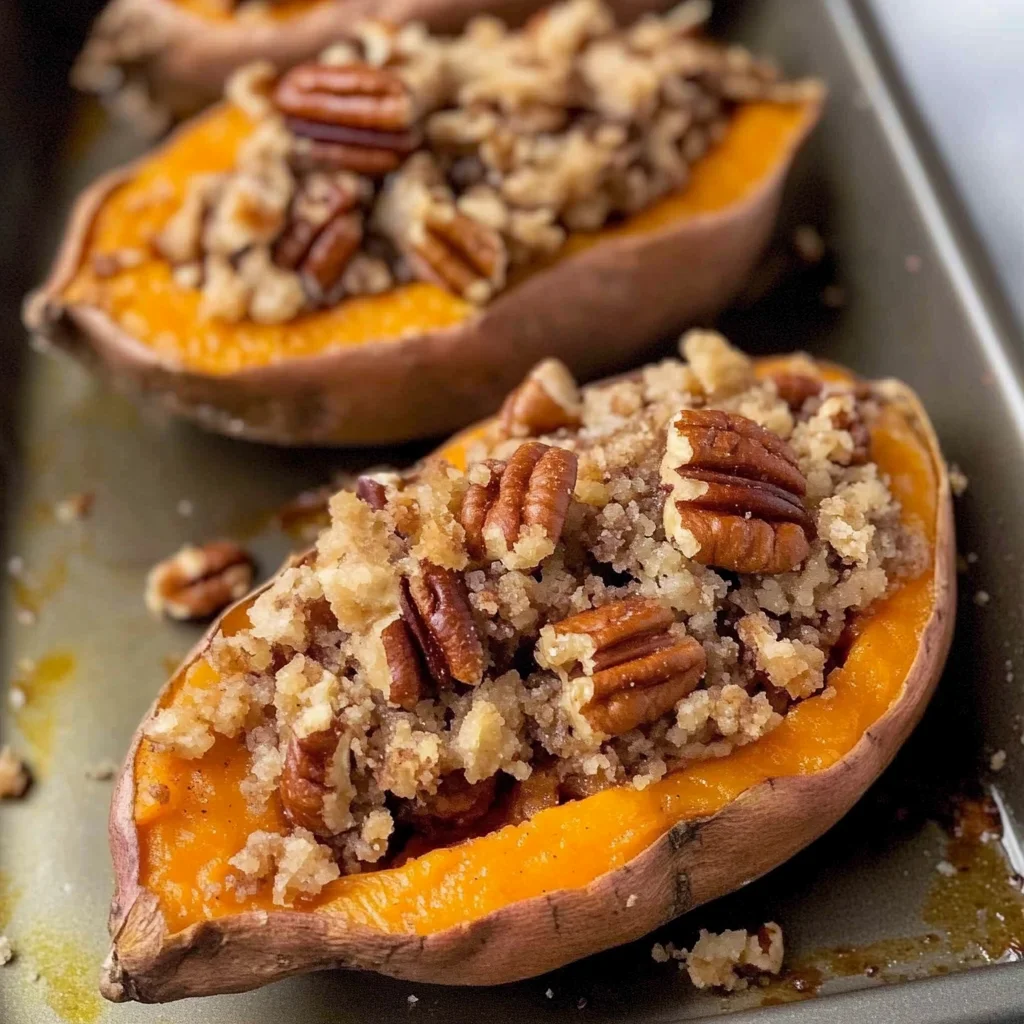Pecan pie double baked sweet potatoes