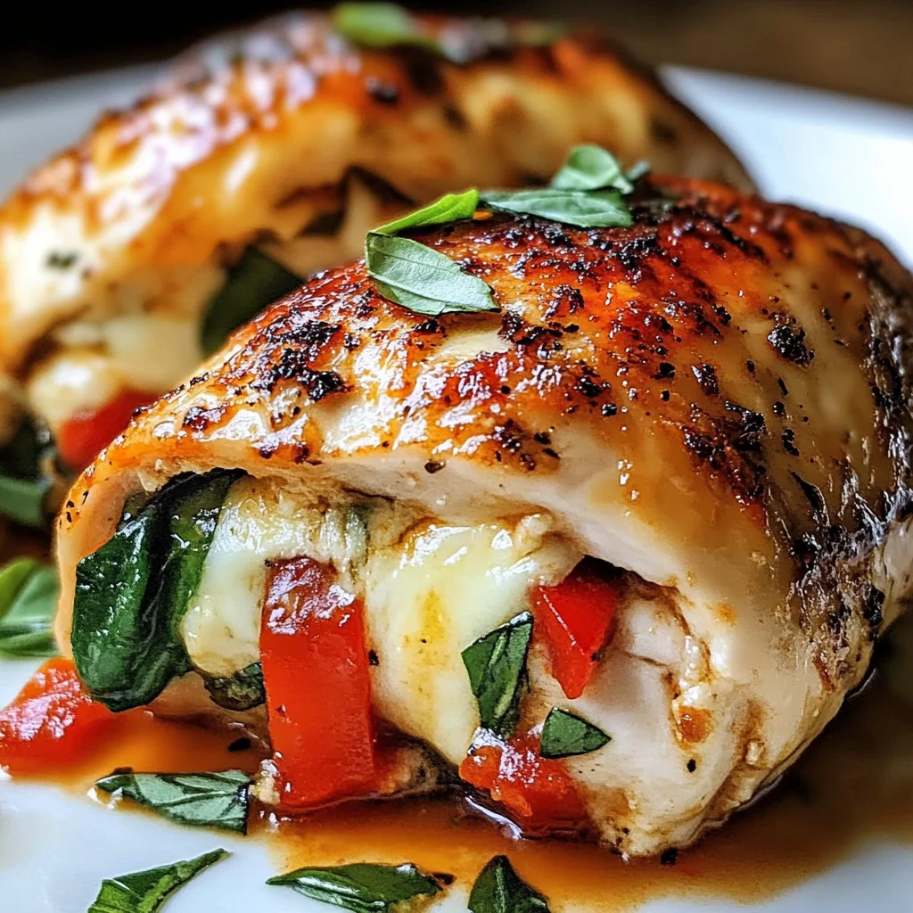 Roasted Red Pepper Mozzarella Stuffed Chicken