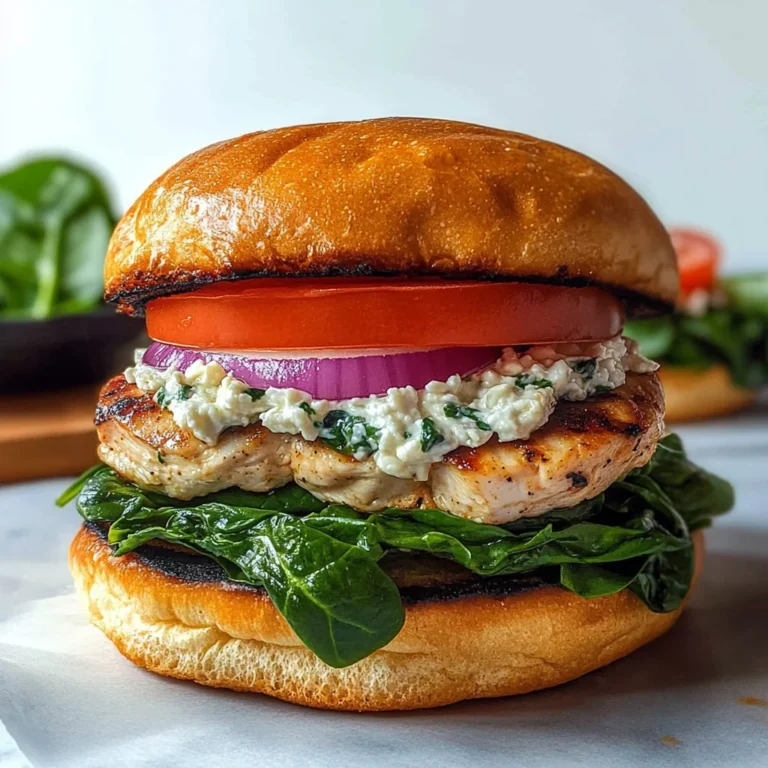 Chicken Burger with Feta Cheese and Spinach