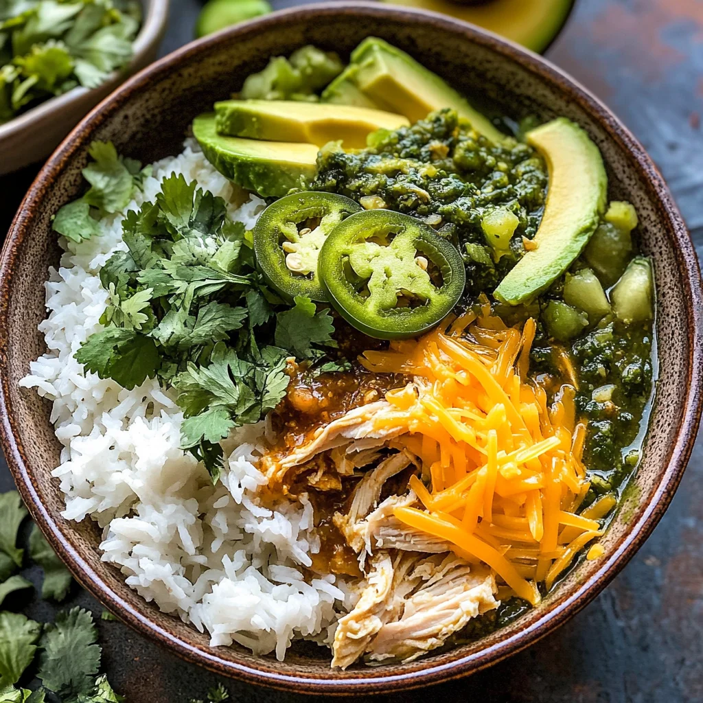 Crockpot White Chicken Chili Burrito Bowls