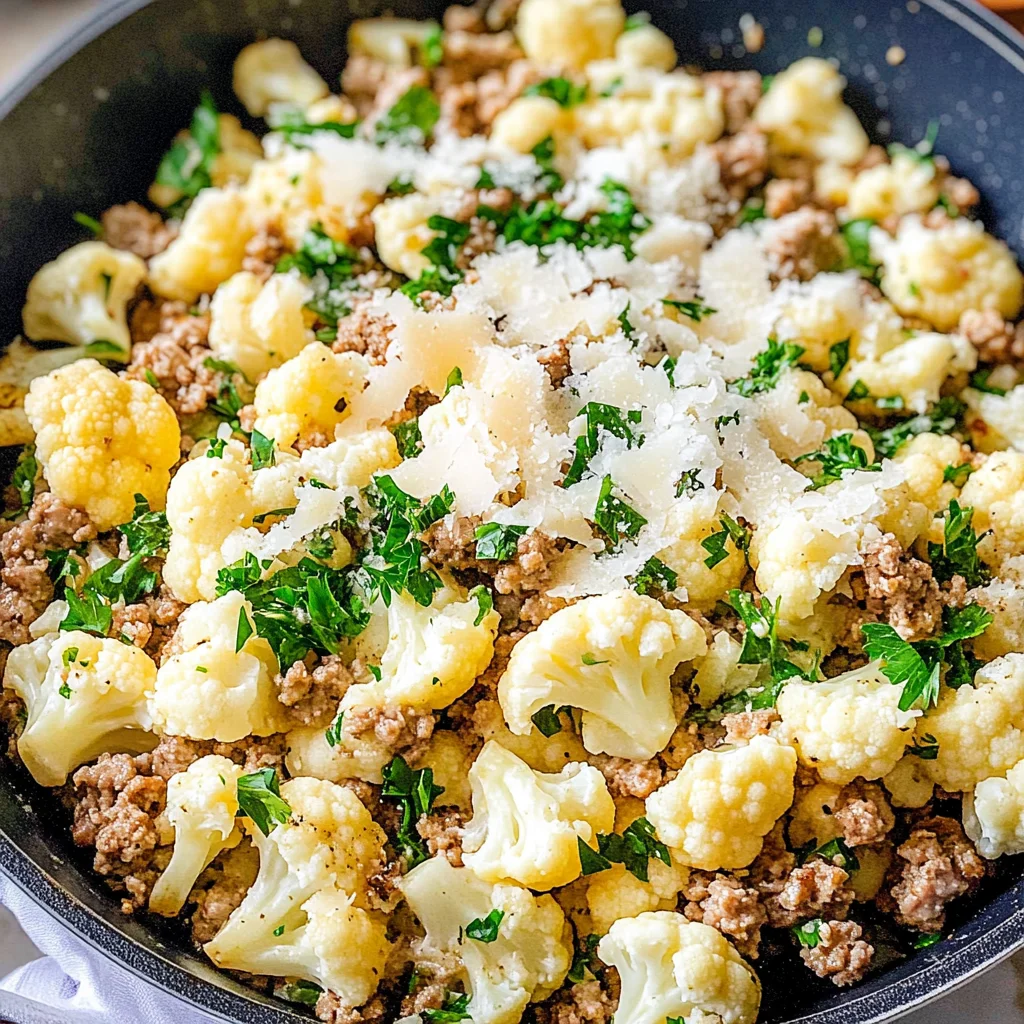 Garlic Butter Ground Turkey with Cauliflower Skillet