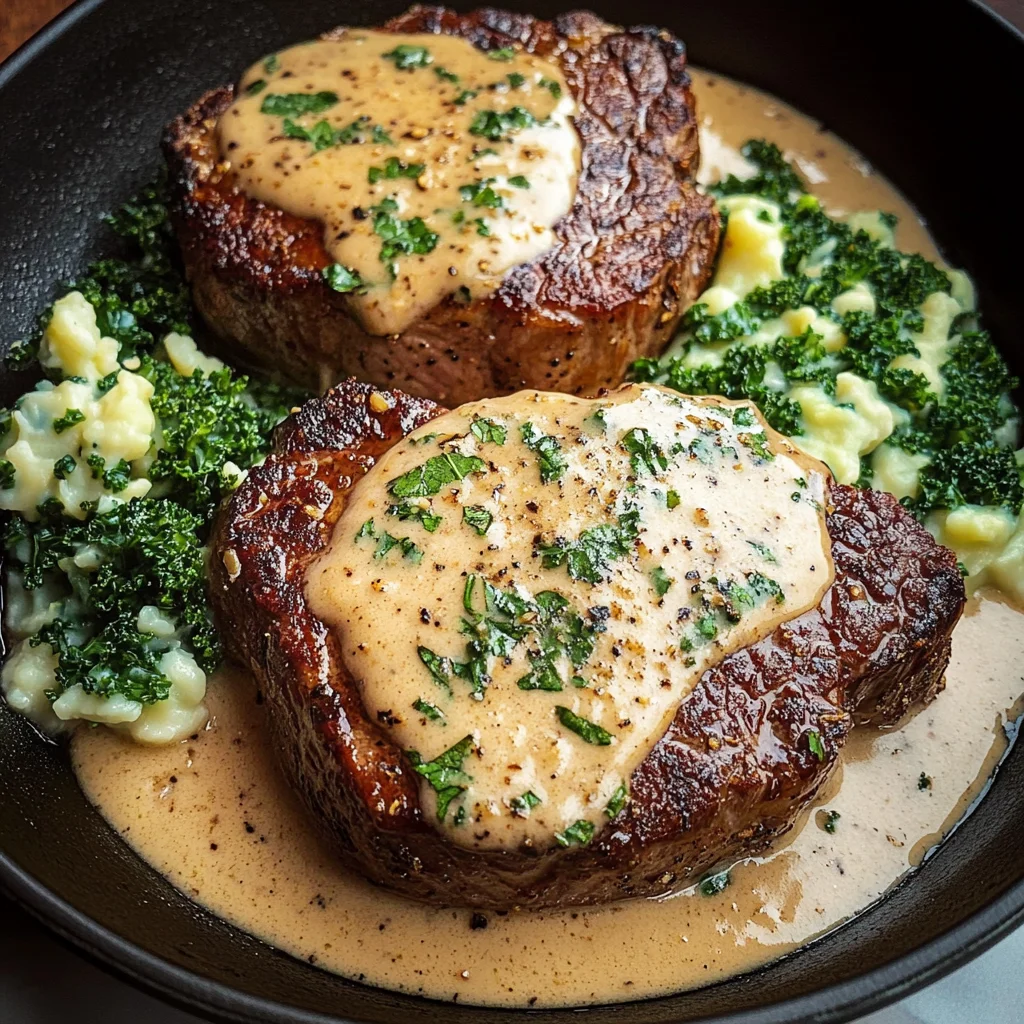 Savory Gaelic Irish Steaks with Whiskey Cream and Colcannon