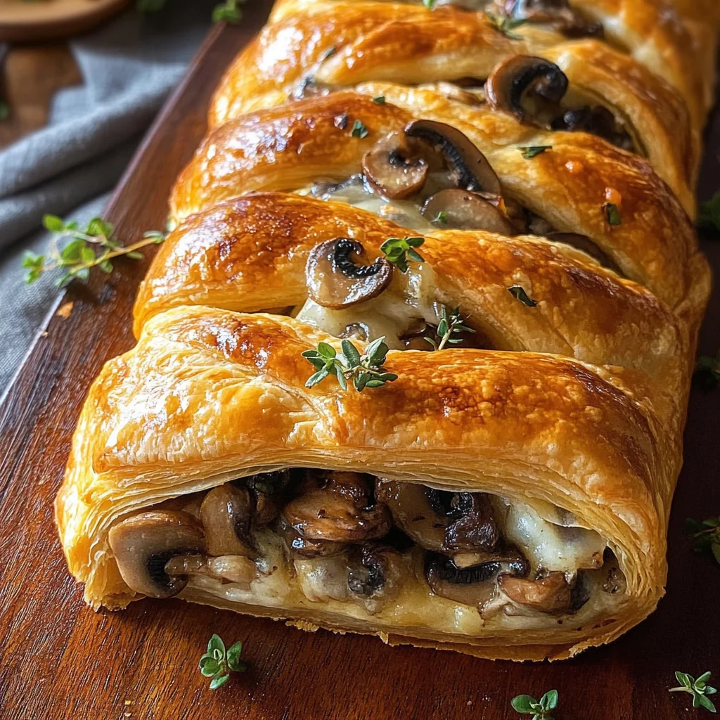 Savory Mushroom & Gruyère Puff Pastry Braid